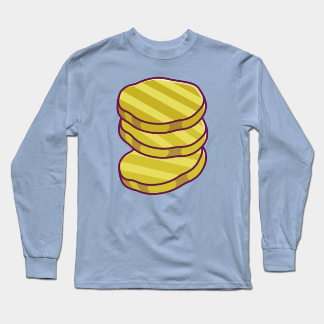 Floating Pickles Slice Cartoon Long Sleeve T-Shirt by Catalyst Labs